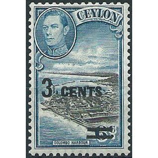 Ceylon 1941 SG398 3c on 6c Black & Blue Mounted MInt ... .