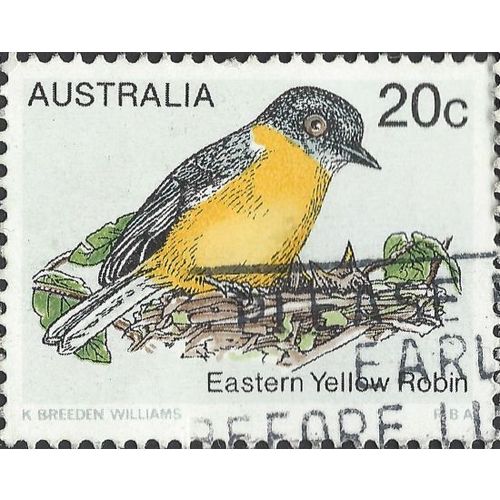 AUSTRALIA, BIRD, Eastern Yellow Robin, white 1979, 20c, #5