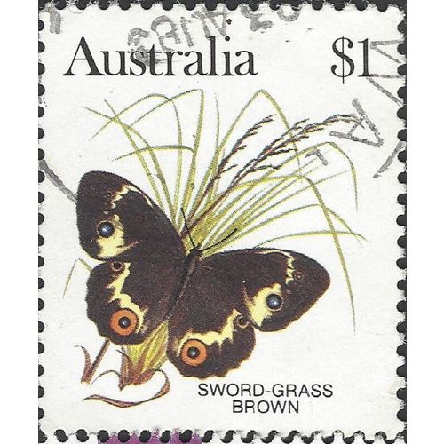 AUSTRALIA, BUTTERFLY, Sword Grass Brown, brown 1983, $1, #4