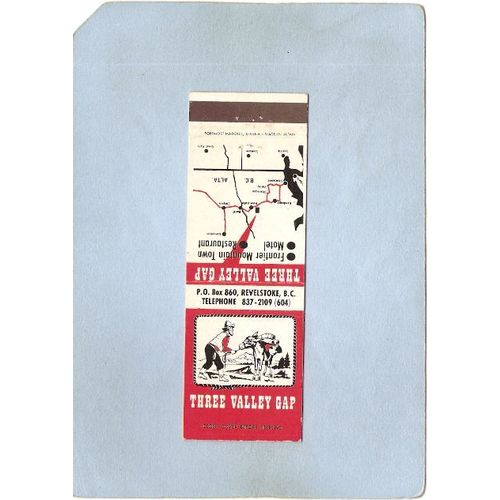 CAN Revelstoke Matchcover Three Valley Gap w/Map can_box1~69