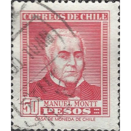 CHILE, Manuel Montt, 1809-1880, red 1956, 50peso, #2