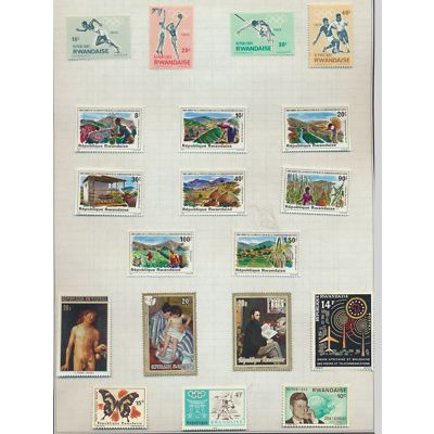 Rwanda Stamps, 67 Different 1960's & 1970's Issues, Mint Hinged, Scans of All