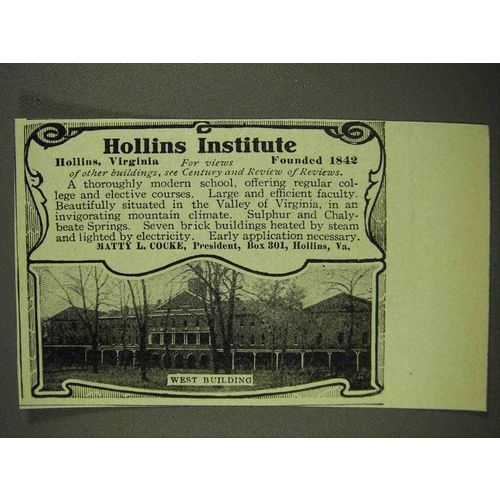 1908 Hollins Institute Ad - West Building