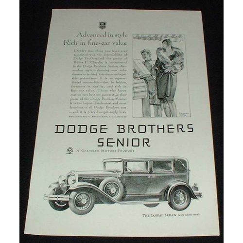 1929 Dodge Landau Sedan Ad, Advanced Style!!