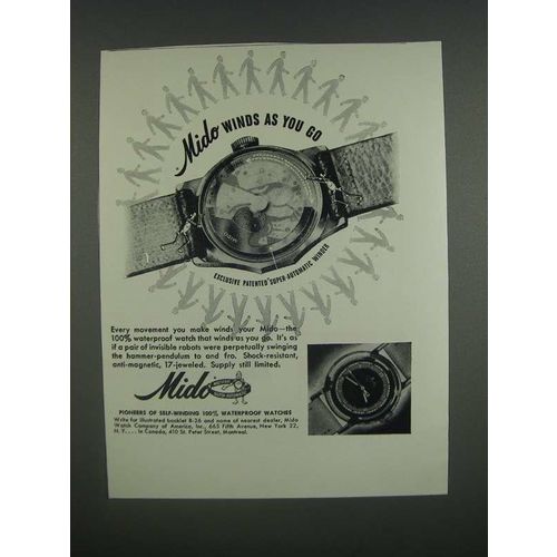 1946 Mido Watch Ad - Mido winds as you go