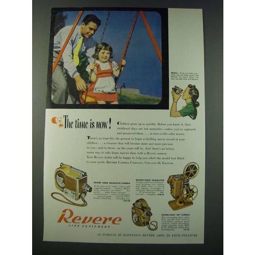 1948 Revere Cine Equipment Ad - 16mm Magazine Camera, Eight Projector