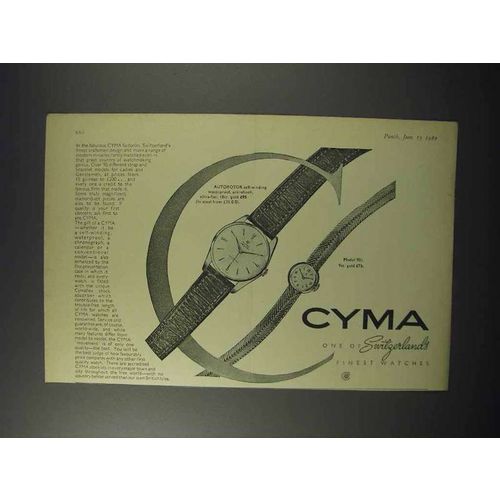 1960 Cyma Autorotor, Model 901 Watch Ad!