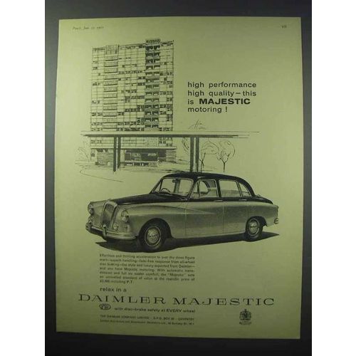 1960 Daimler Majestic Car Ad - High Performance