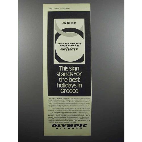 1974 Olympic Airways Ad - Best Holidays in Greece