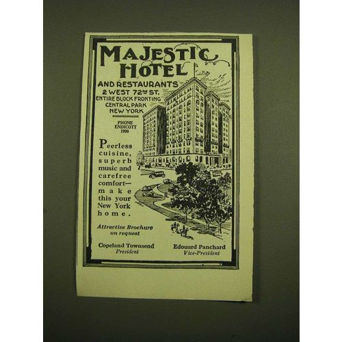 1924 Majestic Hotel and restaurants Ad - New York