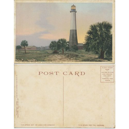 Lighthouse Fort Screven Savannah Georgia Original Vintage Postcard 70560 1900s
