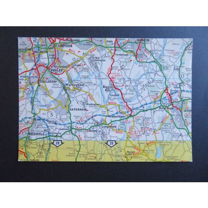 Surrey Map, AA Advertising Road Map, Surrey Postcard