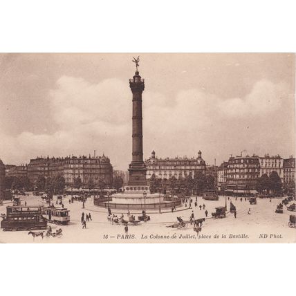 Standard size printed postcard Juillet Bastille Paris France