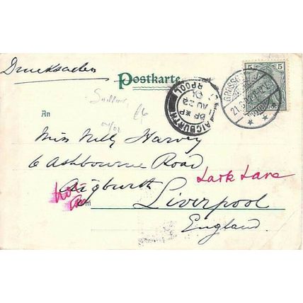Marksburg Germany Unknown Artist Postcard 1901 used VGC