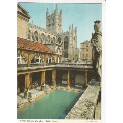 Roman Bath and the Abbey Bath Somerset Hinde Postcard unused VGC
