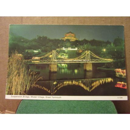 SUSPENSION BRIDGE, MODEL VILLAGE, Gt. YARMOUTH, NORFOLK unused postcard Dennis =