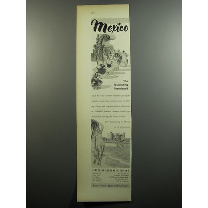 1952 Mexico Tourism Ad - Mexico The fascinating fiestaland