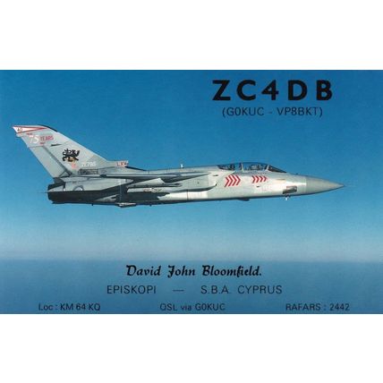 Cyprus Rafars RAF Military Plane Radio Station QSL Postcard Card