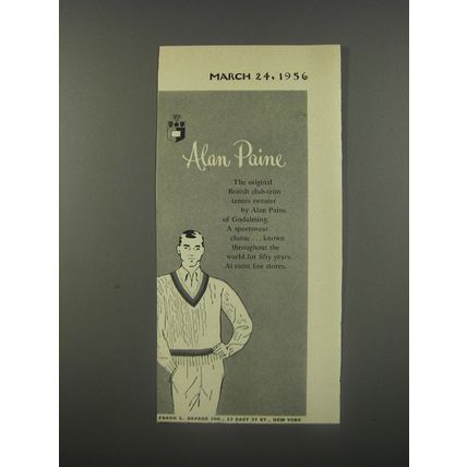 1956 Alan Paine Tennis Sweater Advertisement
