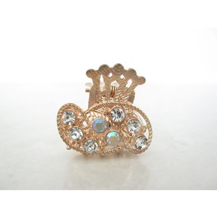 small mini gold metal crystal hair claw clip
