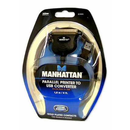 6 ft. Manhattan USB to Parallel Printer Cable - Black