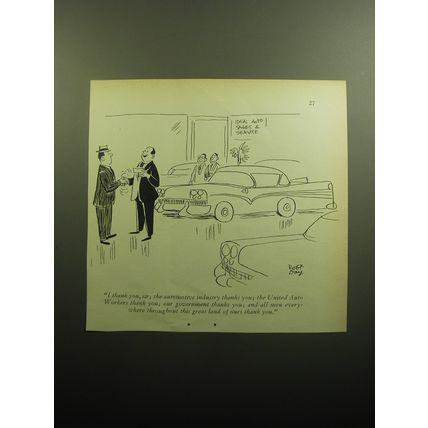 1958 Cartoon by Robert Day - I thank you, sir; the automotive industry