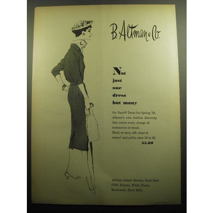 1958 B. Altman & Co. Dress Advertisement - Not just one dress but many