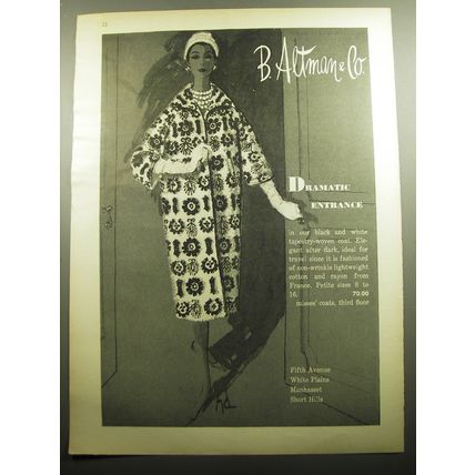 1958 B. Altman & Co. Coat Advertisement - Dramatic entrance