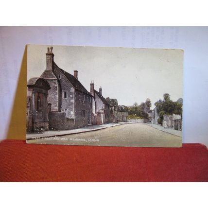 WEST STREET & WAR MEMORIAL, LACOCK, CHIPPENHAM WILTSHIRE used postcard 1950 pm =