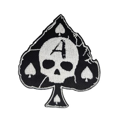 Ace of Spades Skull Iron On Patch Embroidered Sew Biker Punk 6.3 x 7.3 cm P443