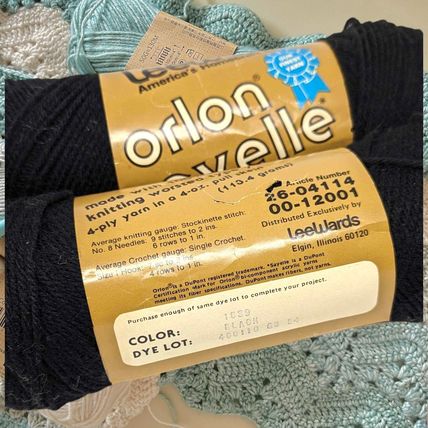 LeeWards Orlon Sayelle Black Yarn Bundle of 2 Skeins 4oz