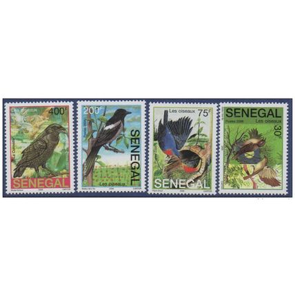 Sénégal 2006 Les oiseaux Rouge gorge corneille pie rossignol 4 val. RARE MNH