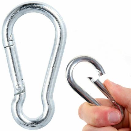 METAL CAMPING CARABINER 2 Heavy Duty Spring Loaded 8mm Snap Clip Clasp Karabiner