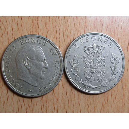 Denmark 1961 5 Kroner Coin