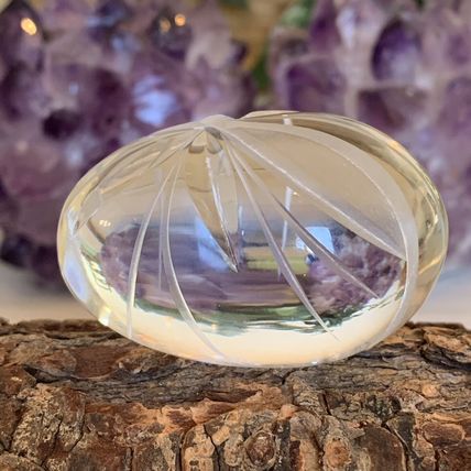 Vintage Ruckl Bohemian Czech Hand Cut Crystal Egg With Stand Original Box Label