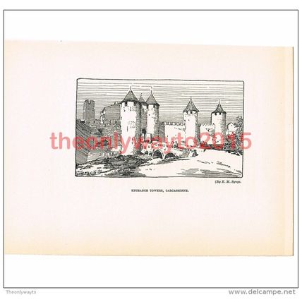 Entrance Towers, Carcassonne, France, Book Illustration (Print), c1906