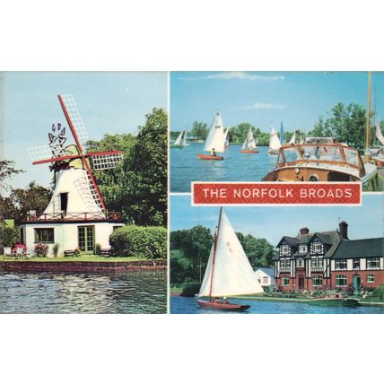 Postcards Norfolk Broads multiviews x3. Job lot