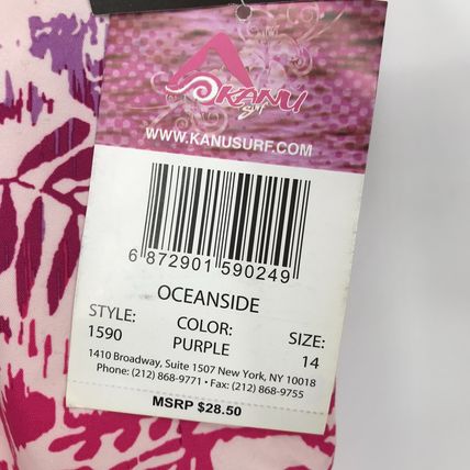 Kanu Surf Women oceanside Hawaiian print purple water swim shorts size 14