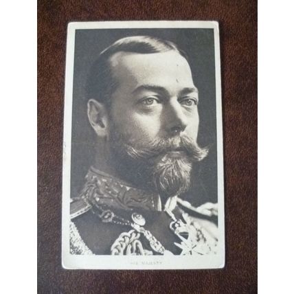 1916 His Majesty King George V portrait b&w Postcard Harrogate to Wetherby dog