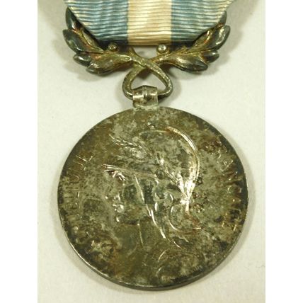 Solid Silver French Military Colonial Medal + Afrique Occidentale Francaise Bar