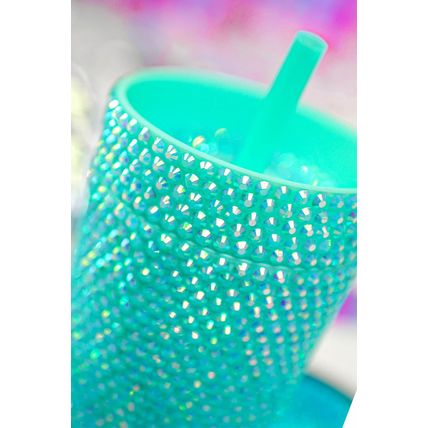 Green Full Rhinestone Straw Cup