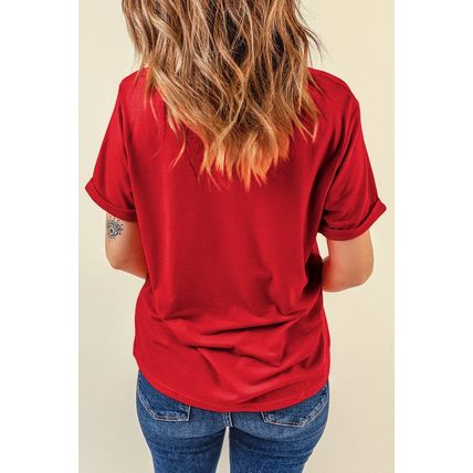 Red Merry Christmas Graphic Crewneck T Shirt