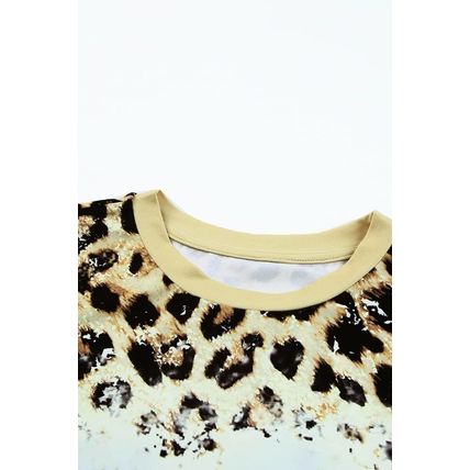 Leopard Bleached O-neck Short Sleeve T Shirt
