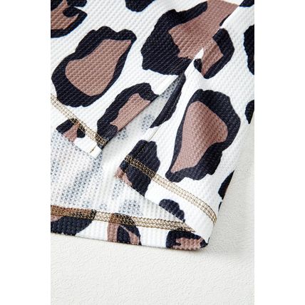 Apricot Oversized Leopard Contrast Mixed Texture Patchwork Zip Up Drop Shoulder