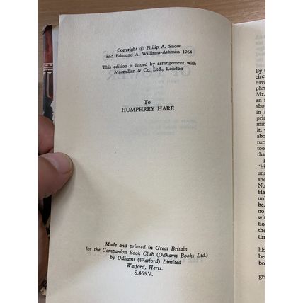 1964 C P SNOW "CORRIDORS OF POWER" FICTION HARDBACK BOOK (P3)