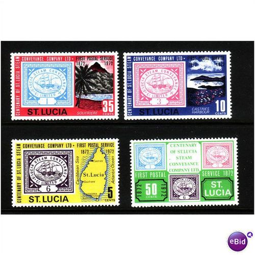 ST LUCIA 1972 STEAM SHIPS ON STAMPS SET 4 VALS U/M MINT