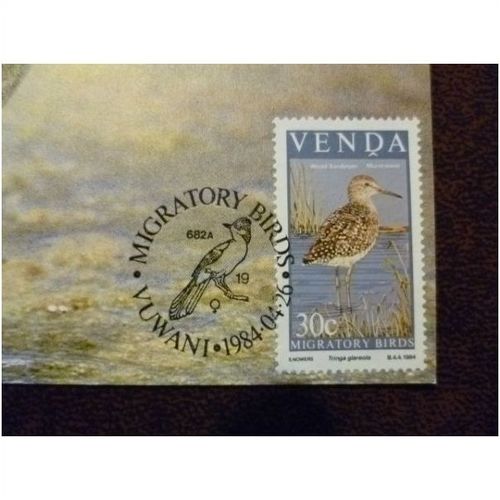 Venda 1984 Migratory Birds 30c Wood sandpiper stamp maxi card Vuwani SG94 Africa