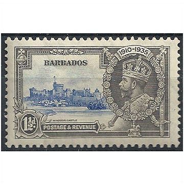 Barbados 1935 SG242 1 1/2d Ultramarine & Grey Silver Jubilee Mounted Mint...