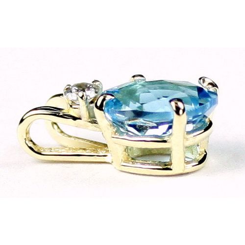 Swiss Blue Topaz, 14KY Gold Pendant, P021