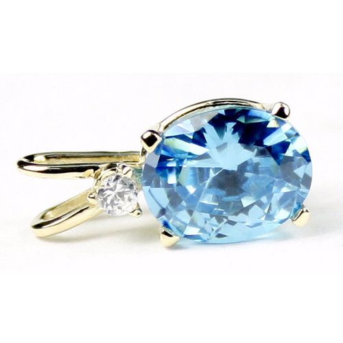 Swiss Blue Topaz, 14KY Gold Pendant, P020